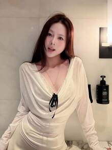 Early Autumn Sheer Scoop Neck T-Shirt Women Slim Fit Flattering Sexy Top, Layering With Innerwear Required - White - View 7