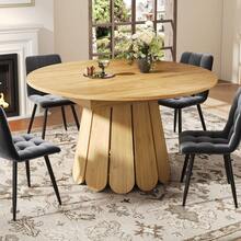 Extendable Dining Table, Dining Room Table, Kitchen Table, Balcony Table, Wooden Dining Table Round Dining Table, Extends To Oval, 118-158, Seats Up To 6 People, Wood - Natural + MDF+Metal - View 4