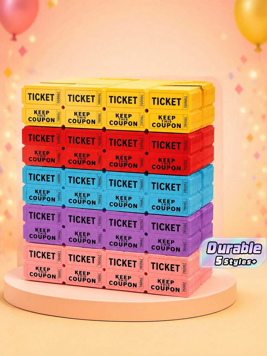 100pcs/Set Double Roll Raffle Tickets, Suitable For Events, Carnivals, Ticket Prizes, Games, Celebrations, Drinks And Other Occasions - Multicolor - View 1