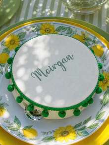 Custom Name 6 Inch Wedding Handheld Tambourine Personalized Colorful Pom Pom Trim Fringe, Bohemian Single Row Metal Jingles For Dopamine Summer Wedding, Bridal Shower, Reception, Party & Dancing (Drumstick Not Included) - Multicolor - View 13