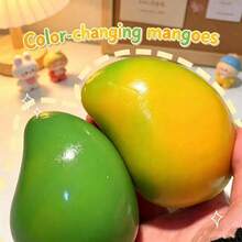 Squishy Toys With Color Change Mango Design, Heat Sensitive Green To Yellow Fruit Malleable Fidget Toy, Pocket Portable Squishy Stress Toy For Student Daily Relax - Multicolor - View 2