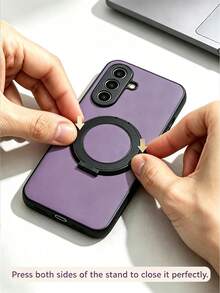1pc Purple Ratchet Click Stress Relief Phone Case Cover, Adjustable Large Ring Stand Phone Case Compatible With Apple 13, Portable Anti-Drop Apple 17 Pro Max Phone Case, Fashion Apple 16 Phone Case Shell, Android Smartphone Protective Case, Versatile Phone Case, Comfortable Leather Phone Accessory Compatible With Samsung Galaxy A17, Practical Honor Phone Accessory - Purple - View 9