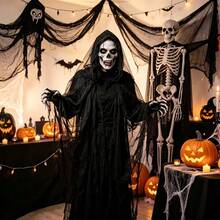 1/2pcs Black Halloween Decorative Fabric, Tear-Resistant Horror Gauze, Suitable For Yard, Porch, Tree Branches, Haunted House, Stair Railing, Backdrop Wall, Indoor And Outdoor Decoration - Black - View 9