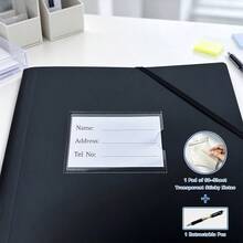A4 Plastic Elastic Band Folder With Name Label Pocket, Document Storage Binder, Includes 1 Pack Of 50 Transparent Sticky Notes And 1 Retractable Pen, Stationery For Students, Teachers, Office, Home And School - Sets - View 11