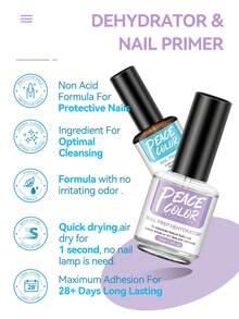 PEACECOLOR 15ML Nail Dehydrator And Primer Set  Acid-Free Natural Nail Dehydrator And Nail Primer Nail Supplies Set Manicure Kit Gift For Women - Nail Dehydrator and Primer - View 4