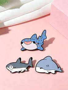 Cute Cartoon Shark Enamel Brooch, Cute Marine Animal Metal Brooch, Suitable For Backpack, Jacket, Clothing Decoration - Multicolor - View 2