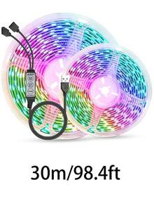 شريط إضاءة LED USB للتلفزيون بطول 3.28 قدم - 98 قدم، شريط إضاءة LED بطول 16.4 قدم لتلفزيون 45-75 بوصة، شريط إضاءة 3 ألوان للتلفزيون، إضاءة خزانة مرنة لديكور المنزل، مناسب لديكور المنزل والحفلات والعطلات وإضاءة غرفة المعيشة وغرفة النوم وإضاءة خلفية للتلفزيون - متعدد الألوان - مشاهدة 17