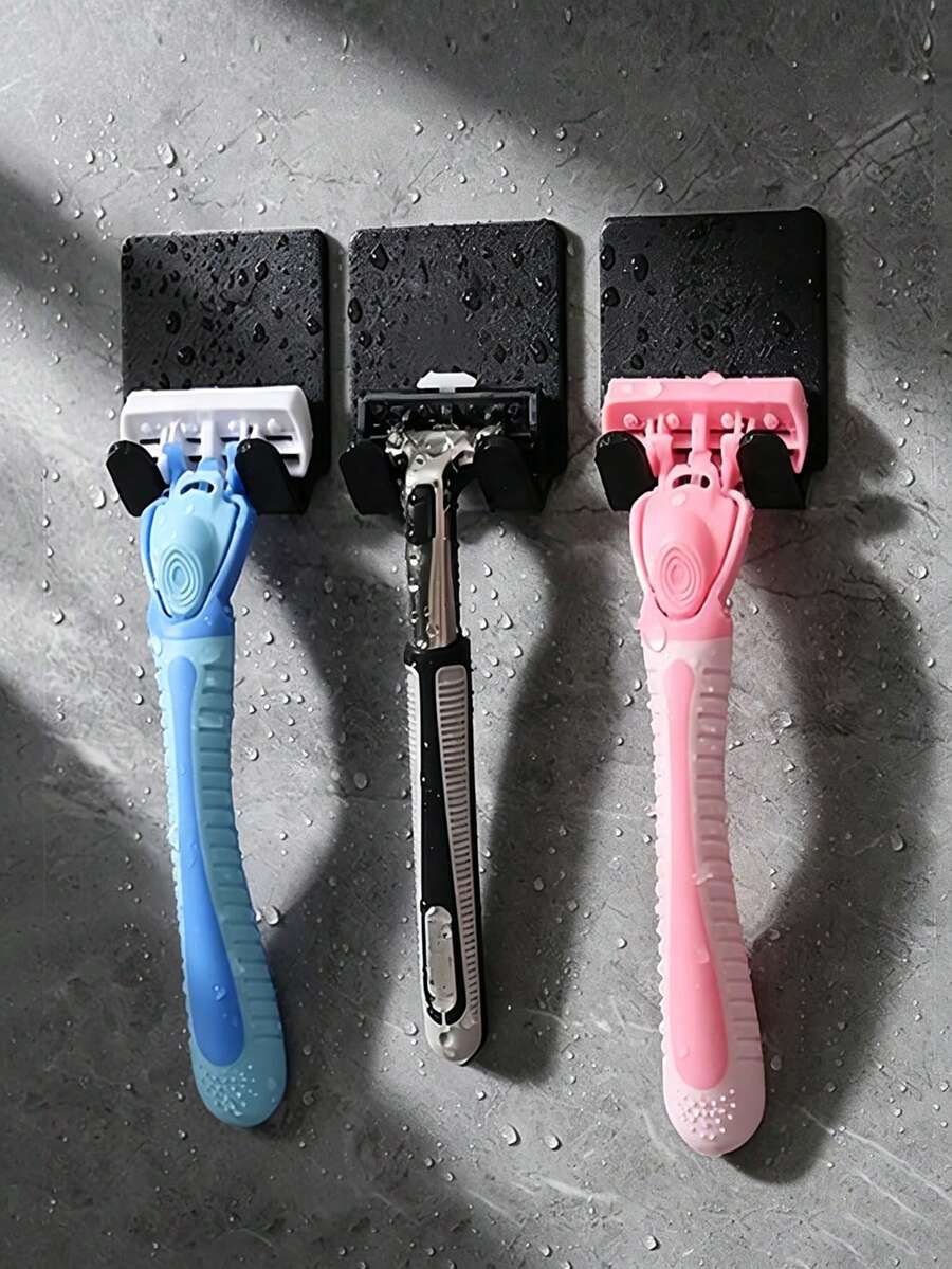 1-10pcs Bathroom Razor Holder, Razor Hook, Shower Men's Blade Rack, Home Bedroom Decor, Home Decor, Wall Decor, Bathroom Accessories, Bathroom Storage Box, Drill-Free Storage Rack, Wall Keychain, Wall-Mounted Clothes Bag Storage Hook - Multicolor - View 1