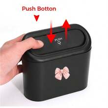 1pc Personalized Bowknot Car Trash Can, Car Seat Back/Door Hanging Storage Box, Multi-Functional Garbage Organizer, Car Accessories - Bow - View 6