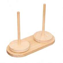 Rotatable Wooden Yarn Spindle Holder With Flower Shape Base, Handcraft Wool Thread Storage Stand, Yarn Ball Organizer Dispenser, Tabletop Sewing Accessory For Knitting, Crochet, Embroidery And Various Handmade DIY Projects - Dual Axis - View 8