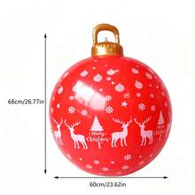 PVC Inflatable Christmas Tree Hanging Ornament, Red Reindeer & Snowflake Print Large Inflatable Ball Decoration, Holiday Home Party Indoor & Outdoor Decor - Red Reindeer Style - View 3