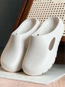 New Casual Versatile EVA Slide Sandals, Thick Sole Wear-Resistant Beach Slippers For Couples, Summer - White - View 2