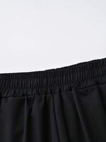 1pc Tween Girls Casual Cargo Pants, Simple Loose Straight Leg Sports Long Pants, Suitable For Daily Outdoor Wear - Black - View 5