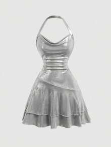 Women Short Dresses - Silver - View 1