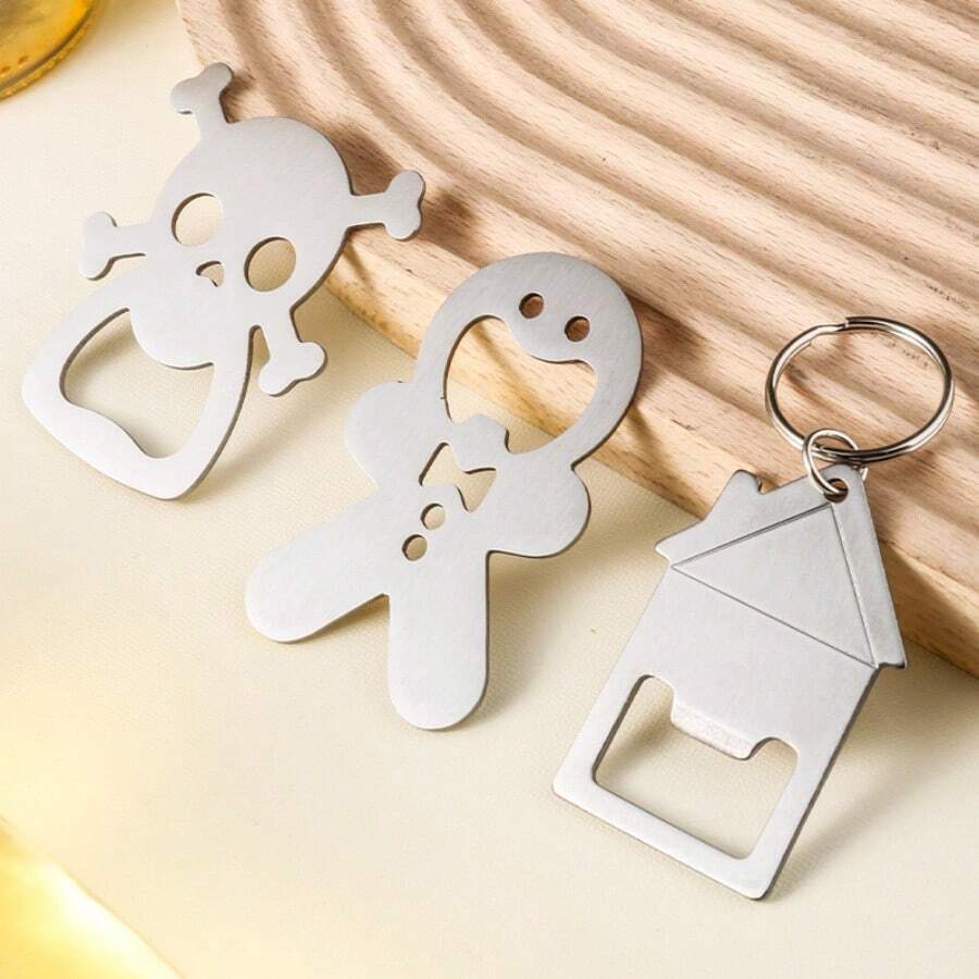 2pcs Creative Cartoon Cute Doll Beer Bottle Opener, Gingerbread Man Bottle Opener, Metal Refrigerator Wine Opener, Christmas Gift - Multicolor - View 1