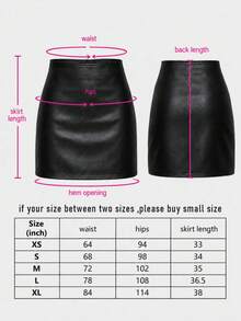 Y2K Minimalist Solid Color PU Leather Mini Skirt With Low Waist Zipper Design Black - Black - View 9