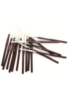 16pcs Brown Handle Gold Plated Crochet Hooks With Caps - Crochet Knitting Tools - Multi-color - View 7
