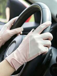 1 Pair Women's Ice Silk UV Protection Gloves, Anti-Slip, Touchscreen Compatible, Thin Summer Style For Driving, Cycling And Electric Scooter - A - View 11