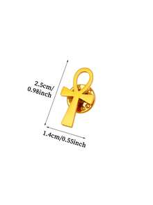 Stainless Steel Ankh Cross Brooch For Women 18k Gold Plated Egypt Cross Brooch Lapel Pin Vintage Jewelry Accessories - 1 - View 10