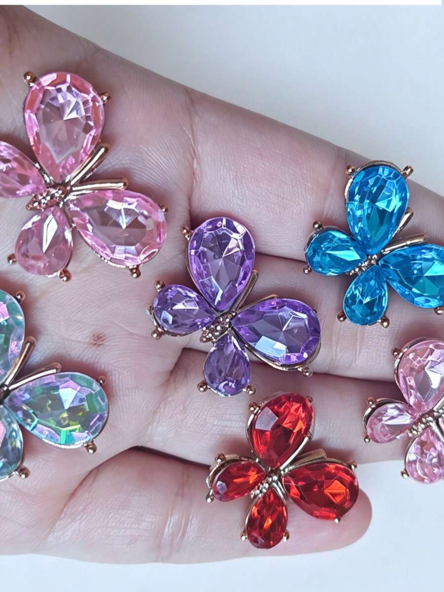 10 Random Transparent Acrylic Dreamy Colorful Butterflies, Suitable For DIY Jewelry Making, Clothing Accessories, Keychains, Phone Cases, Car Decorations, And Crafts. - Mixed Butterflies - View 1