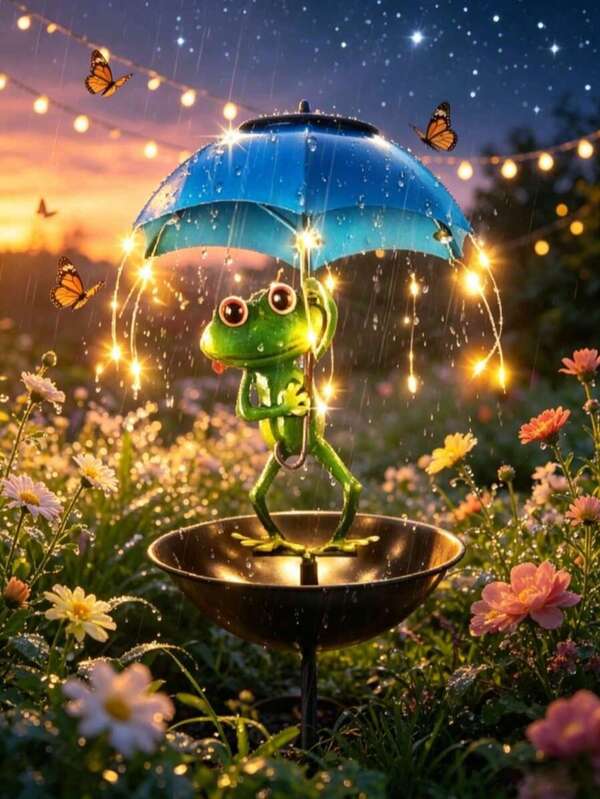 Lampu Taman Katak Tenaga Surya 1 Buah, Lampu Taman Patung Katak Dekoratif dengan Fungsi Tempat Makan Burung, Lampu Ornamen Taman Tahan Air Bertenaga Surya, Dekorasi Halaman Meriah Luar Ruangan untuk Jalan Setapak, Halaman Rumput, Halaman, Peternakan, Kolam, Balkon, Teras