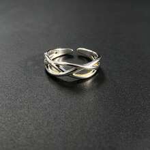 1pc Fashionable Cross Design Ring, Vintage Style Unisex Finger Ring Accessory - Antique Silver - View 2