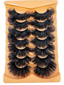 7 Pairs 25mm 9D Thick Extra Long Dense Mink False Eyelashes, DD Curl, Fluffy Cat Eye Dramatic Volume Look, Mink-Like Extension Style, Reusable Heat-Bonded Lash Extensions - Fluffy Lashes - View 7