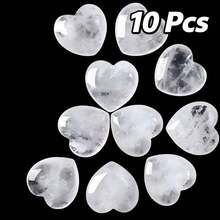Natural Clear Crystal Heart-Shaped Love Stone Soft Heart Healing Crystal Set, For Chakra And Reiki, Home Decor (0.8 Inch) - White - View 6