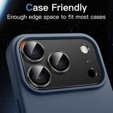 Yezodawee Camera Lens Protector Film Compatible With Apple 18 Pro Max/17 Pro, Made Of High-Quality Tempered Metal Glass, Compatible With Phone Cases, Specifically Designed For Camera Openings, Anti-Scratch And Anti-Dust Functions, Full Coverage Protective Layer To Resist Scratches And Impacts - Space Gray - View 4