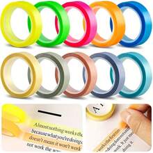 5 Rolls/Pack Color Index Marker Stickers, Removable Fluorescent Colored Labels, Semi-Transparent, Suitable For Reading, Learning, Home, Office, School - one-size - View 3