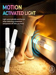 DIY Modular RGB Motion Sensor Wall Light, Rechargeable Multi-Color Changing LED Light Strip, No Drilling No Wiring Human Body Sensor Night Light, With Emergency Lighting Function, Suitable For Bedroom, Gaming Room, Hallway, Stairs, Wardrobe, Cabinet Decoration - White - View 9