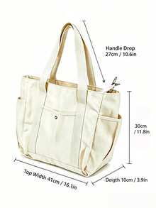 Thickened Canvas Tote Bag, Large Capacity, Shoulder Bag, High Aesthetic, Versatile, Artistic Student Commuter Bag - Multicolor - View 7