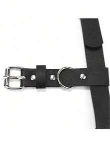 Punk Style Leather Strap Belt, Gothic Adjustable Buckle Belt, Suitable For Cosplay Theme Party Stage Performance Punk Style Decoration - Black - View 5