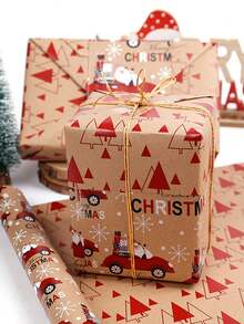 Christmas Gift Wrapping Paper, New Large Roll, Double-Sided Gift Wrapping Paper, Kraft Paper, Suitable For Christmas Gift Wrapping, Christmas Decorations And Christmas Return Gift Wrapping. - One Size Fits All - View 5