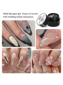 BORN PRETTY 5ml Solid Nail Tips Gel Clear No Sticky UV/LED Curing Adhesive For Press On Nails Carving Flower Rhinestone Moliding - 5ml - View 4