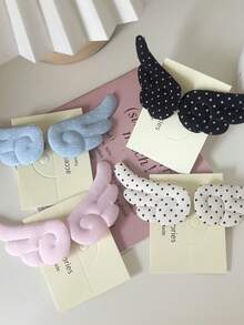 1 Pair Polka Dot Angel Wing Hair Clips, Fabric Soft Cute Side Clips, Sweet Girl Bangs & Loose Hair Clips, Atmospheric Hair Accessory, Random Color - Color: Random - View 11