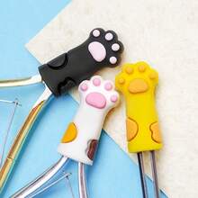 1/6/18Pcs Silicone Pliers Protective Covers - Creative Cute Cat Paw Shaped Small Scissors And Tweezers Protective Covers - Nail Salon Tools And Accessories - Multicolor - View 8