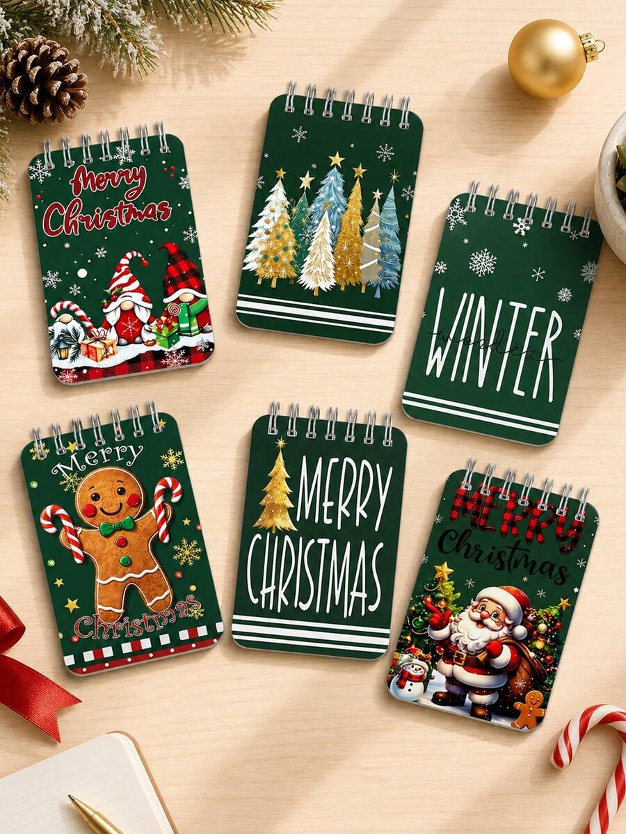 New Christmas Theme Mini Loose-Leaf Notebook - Portable Pocket Size, Suitable For Writing, Memo, Diary, Study And Office, Thoughtful Gift For Teachers On Teacher's Day, Also Great Gift For Graduation, Birthday, Back To School Essential, Back To School Season, Back To School Must-Have, Christmas Gift (Mini Size) - Multicolor - View 1