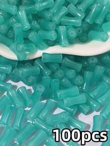 100pcs 6x12mm Bamboo Joint Shaped Glass Loose Beads - DIY Handmade Hair Sticks, Bracelets, Necklaces Accessories, Vintage Jewelry Craft Materials - Multicolor - View 22