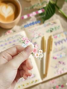 50pcs Lace Stickers For Notebook, Planner, Diary, Scrapbook, Tablet, Luggage, Laptop, Holiday Doodle, Self-Adhesive Sealing Stickers - Lace - View 3