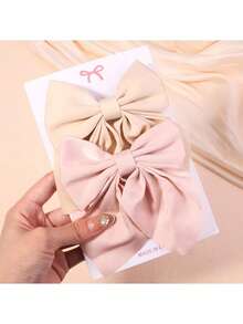 bilicaca 2pcs Large Solid Color Bow Hair Clip For Kids - Multicolor - View 7