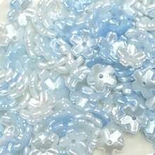 120pcs Multicolor Pearl Luster Five‑Petal Flower Acrylic Center Hole Loose Beads For DIY Bracelets, Phone Charms, Keychains Handmade Craft Supplies - Multicolor - View 11