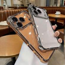 2件組 [金色 + 銀色] 高級奢華電鍍手機殼，適用於 iPhone 18 Pro Max/18 Pro/18/17 Pro Max/17 Pro/17/16 Pro Max/16/16 Pro/16 Plus/15/15 Pro Max/15 Pro/15 Plus/11/12/13/14 Pro Max/11 Pro/11 Pro Max/12 Pro/12 Pro Max/13 Pro/13 Pro Max/7 Plus/14 Pro/14 Pro Max/14 Plus，軟殼四角加厚全包防摔保護套 - 兩個套裝[金色+銀色] - 查看 45