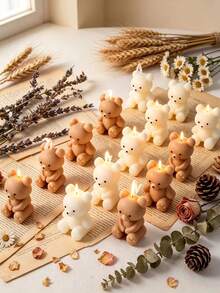 New Four-Piece Silicone Bear Candle Mold, Adorable 3D Design, Perfect For Handmade Scented Candles. High Temperature Resistant And Won't Deform, Easy To Demold Without Burrs. A Versatile Mold For Home DIY, Craft Projects, And Gift Candle Making. - White - View 8