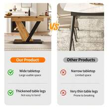 Dining Table Telescopic Table (120-160*75cm), Extendable Table, Extendable To 120-160cm With Aid Of Internal Insert Panels, Kitchen And Living Room, Dining Table With Black Marble Pattern - Natural + MDF - View 7