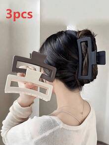 1pc Radom Large 13cm Square Matte Hair Claw Clip, Minimalist Solid Color Back Of Head Hair Clip For Women With Thick Hair - Multicolor - View 10