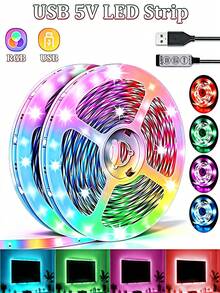 شريط إضاءة LED USB للتلفزيون بطول 3.28 قدم - 98 قدم، شريط إضاءة LED بطول 16.4 قدم لتلفزيون 45-75 بوصة، شريط إضاءة 3 ألوان للتلفزيون، إضاءة خزانة مرنة لديكور المنزل، مناسب لديكور المنزل والحفلات والعطلات وإضاءة غرفة المعيشة وغرفة النوم وإضاءة خلفية للتلفزيون - متعدد الألوان - مشاهدة 2