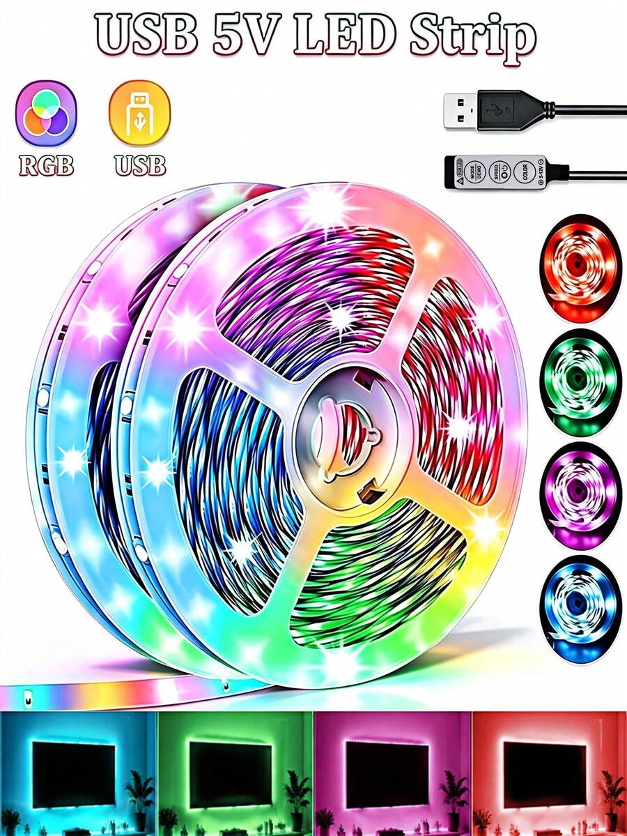 شريط إضاءة LED USB للتلفزيون بطول 3.28 قدم - 98 قدم، شريط إضاءة LED بطول 16.4 قدم لتلفزيون 45-75 بوصة، شريط إضاءة 3 ألوان للتلفزيون، إضاءة خزانة مرنة لديكور المنزل، مناسب لديكور المنزل والحفلات والعطلات وإضاءة غرفة المعيشة وغرفة النوم وإضاءة خلفية للتلفزيون