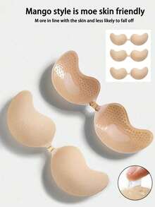 1/2pcs Women's Invisible Seamless Adhesive Bra: Silicone Breast Pads For Women, Suitable For Bikini, Backless Dress And Wedding Dress. Used To Cover Small Breasts And Enhance Large Breasts. Invisible Mango Cup Shape Breast Pads - Multicolor - View 1
