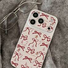 1pc TPU Material Christmas Gingerbread Man Bow Pattern Phone Case Suitable For Apple 17promax/17/16promax/15/13/12/11 Large Window Skin Full Coverage Anti-Drop Soft Shell Phone Protective Cover - Silver - View 5